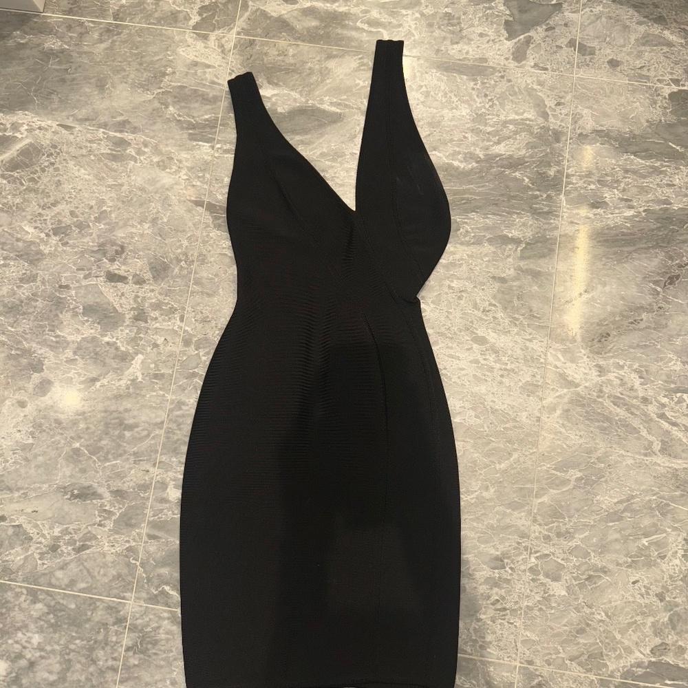 Herve L. Leroux bandage black midi dress